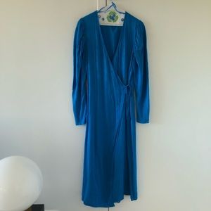 & Other Stories Bright Blue Maxi Wrap Dress